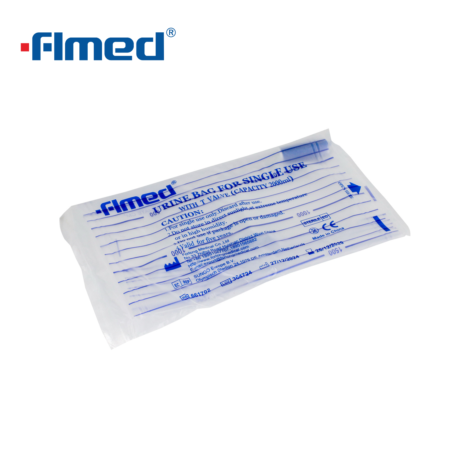 Ekonomik İdrar Torbası 2000ml Çıkış Çekme-İtme Valfli